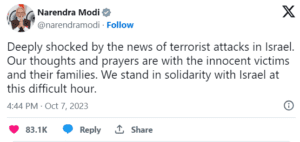 PM Modi's Message to Israel