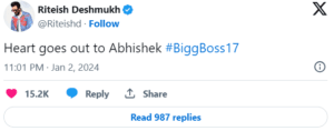 Actor Riteish Deshmukh twitter post.