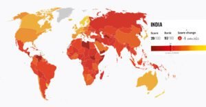 "India Ranks 93 in Corruption Index Amid Governance Struggles and Press Freedom Concerns"