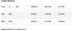 Flight details.